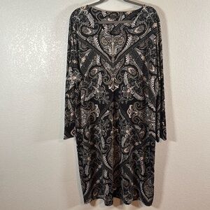 Miladys Paisley Knee Length Long Sleeve Career Wear Dress Size 24